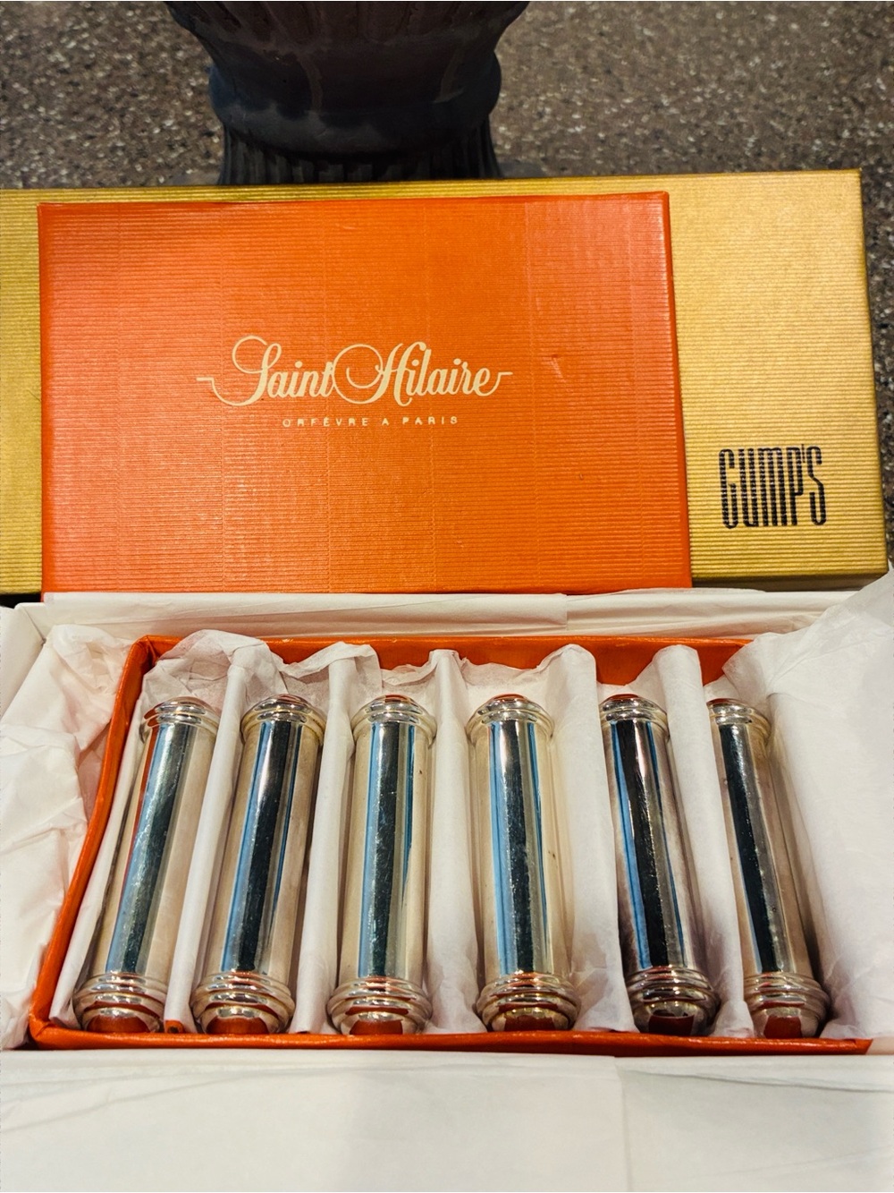 Saint Hilaire France Silver Plated Knife Rests, Set of 6